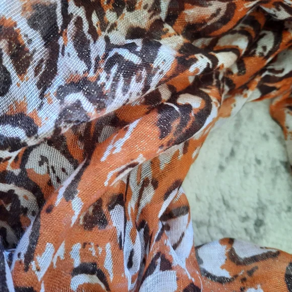 Charming Charlie Large Infinity Scarf Spring Summer Gold Thread - Picture 7 of 13